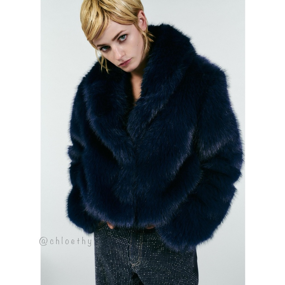 Zara FAUX FUR SHORT COAT - Picture 3 of 16